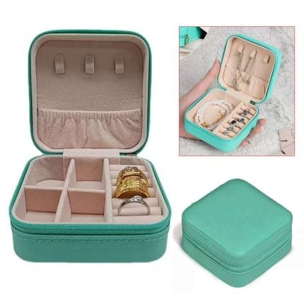 Mini Jewelry Travel Case – Small Portable Jewelry Organizer for Rings, Earrings, and Necklaces (Blue)