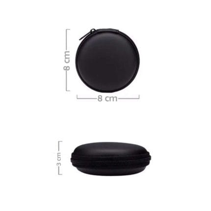 Small Round Earphone Carry Case – Zippered Travel Case for Earbuds, Wireless Headsets, USB Cables, and SD Cards