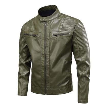 Men’s Punk Leather Jacket for Bikers Slim Fit Moto Coat Café Racer Style PU Jacket - Image 2