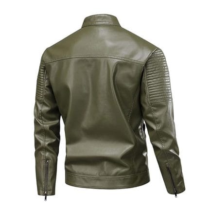 Men’s Punk Leather Jacket for Bikers Slim Fit Moto Coat Café Racer Style PU Jacket - Image 3