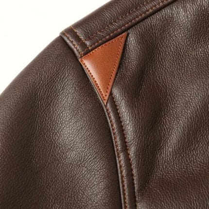 Men’s Brown Aviator Leather Jacket with Shearling Collar Classic Bomber Flight Coat Vintage Pilot Style Winter Outerwear - Image 7
