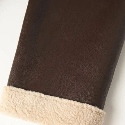 Men’s Brown Aviator Leather Jacket with Shearling Collar Classic Bomber Flight Coat Vintage Pilot Style Winter Outerwear - Image 8