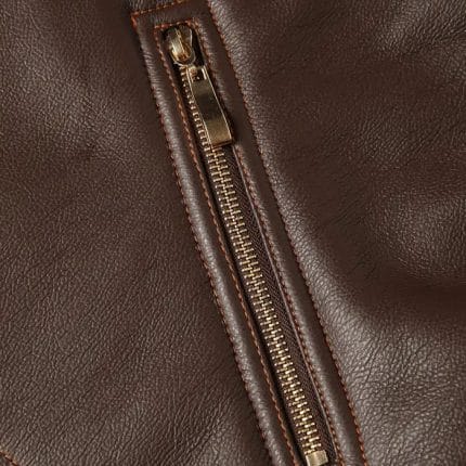Men’s Brown Aviator Leather Jacket with Shearling Collar Classic Bomber Flight Coat Vintage Pilot Style Winter Outerwear - Image 9