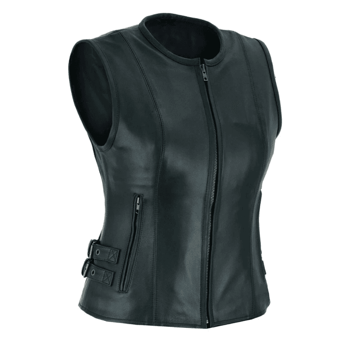 Women's Leather Motorcycle Vest Premium Cowhide, Stylish Biker Fashion, Gun Pocket, Classic Sleeveless Rider Look - Image 6
