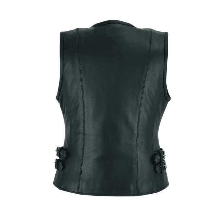 Women's Leather Motorcycle Vest Premium Cowhide, Stylish Biker Fashion, Gun Pocket, Classic Sleeveless Rider Look - Image 7