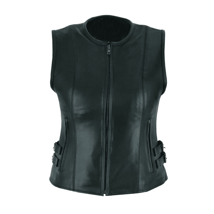 Women's Leather Motorcycle Vest Premium Cowhide, Stylish Biker Fashion, Gun Pocket, Classic Sleeveless Rider Look - Image 5