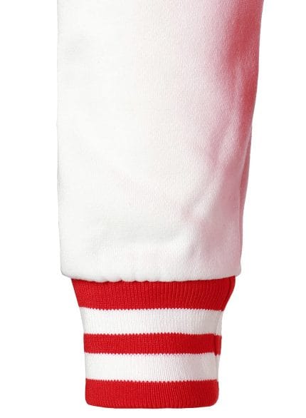 Men’s Varsity Jacket Red & White Classic Baseball Letterman Bomber, Cotton Blend College Outerwear - Image 7