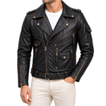 Men's Black Shearling Aviator Jacket Real Sheepskin RAF Flight Bomber Coat Winter Warm Biker Outerwear