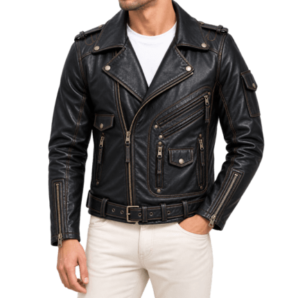 Men’s Black Shearling Aviator Jacket Real Sheepskin RAF Flight Bomber Coat Winter Warm Biker Outerwear