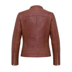 Women’s Real Lambskin Brown Leather Jacket Premium Motorcycle Biker Coat with Cafe Racer Style, Zipper Closure & Soft Inner Lining Classic Slim Fit Leather Outerwear for Casual & Party Wear 4