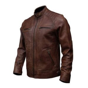 Men’s Vintage Brown Distressed Leather Biker Jacket Genuine Lambskin Motorcycle Coat Classic Cafe Racer Slim Fit Riding Jacket 2