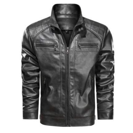 Men’s Black Leather Jacket Stylish Slim Fit Biker Moto Coat, Casual & Winter Fashion Outerwear