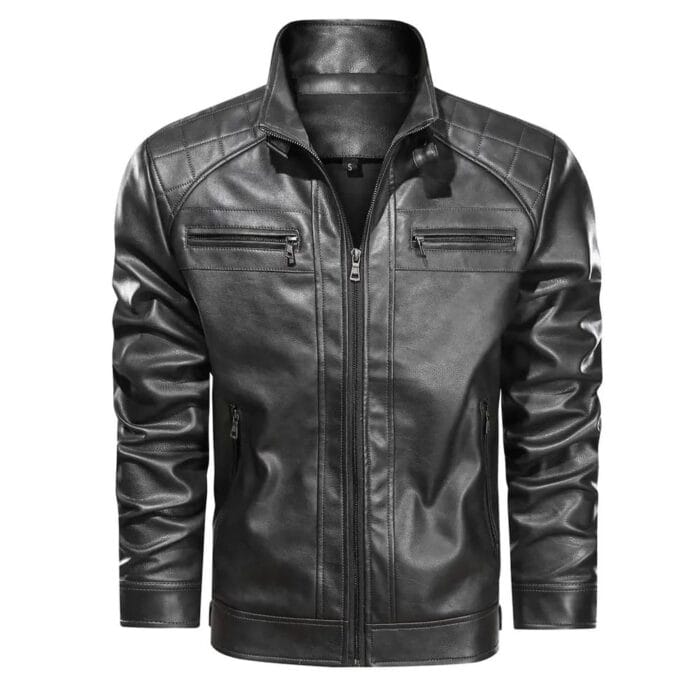 Men’s Black Leather Jacket Stylish Slim Fit Biker Moto Coat, Casual & Winter Fashion Outerwear