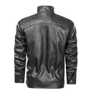 Men’s Black Leather Jacket Stylish Slim Fit Biker Moto Coat, Casual & Winter Fashion Outerwear 4