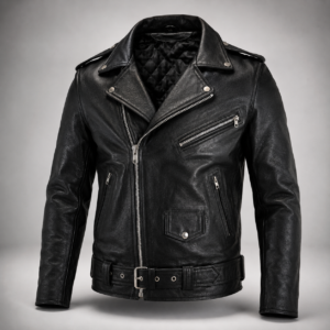 Men’s Brando Style Motorcycle Leather Jacket Genuine Buffalo Skin Classic Black Biker Coat Heavy Duty Riding Gear Vintage Cafe Racer Outerwear 1