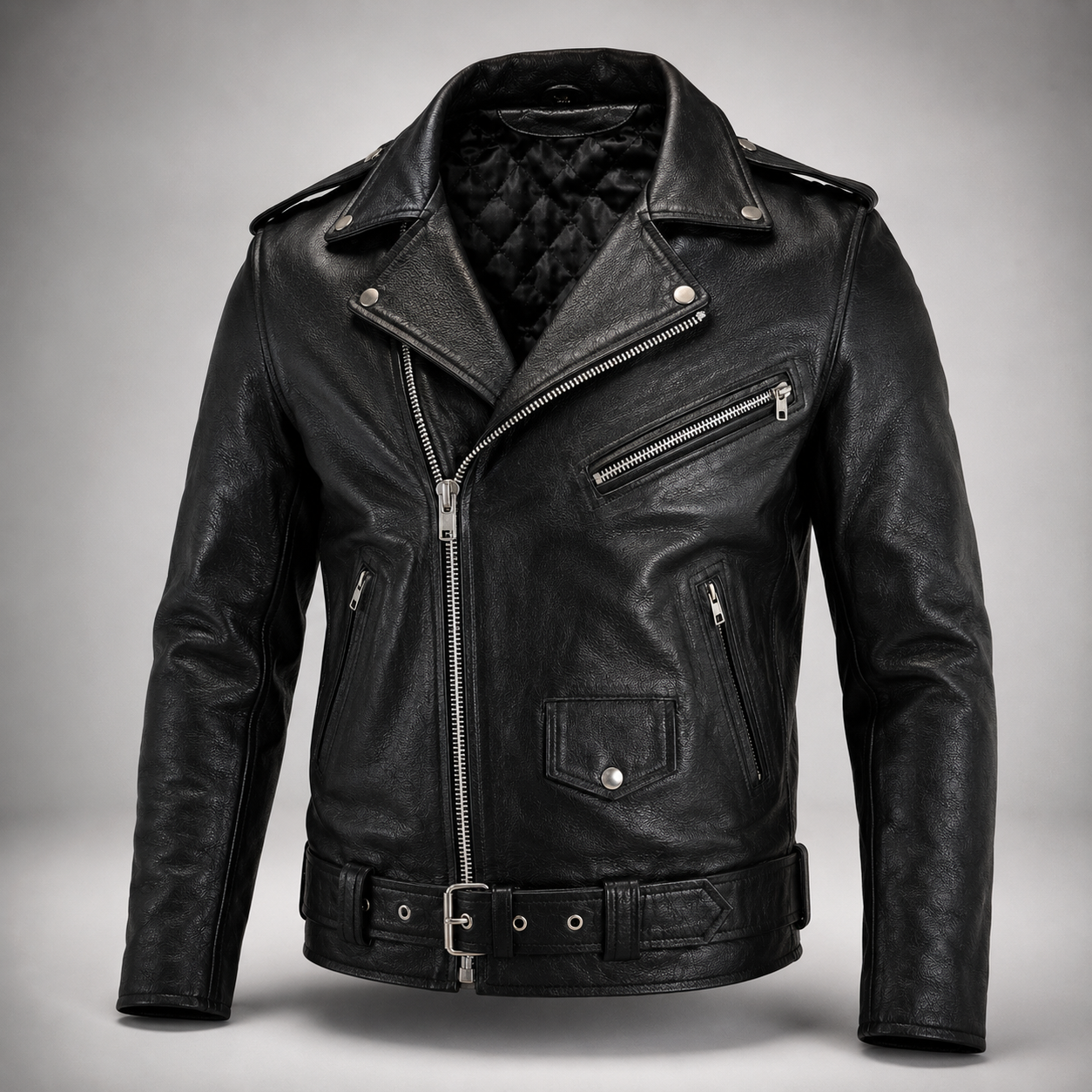 Men’s Brando Style Motorcycle Leather Jacket Genuine Buffalo Skin Classic Black Biker Coat Heavy Duty Riding Gear Vintage Cafe Racer Outerwear