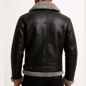 Men’s RAF Aviator Pilot Shearling Leather Jacket Real Sheepskin Flying Coat with Fur Collar Classic WWII Bomber Style Winter Outerwear 3
