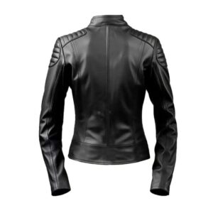 Women’s Genuine Leather Biker Jacket Slim Fit Motorcycle Style with Quilted Shoulders Stylish Moto Outerwear for Riding & Casual Wear 3