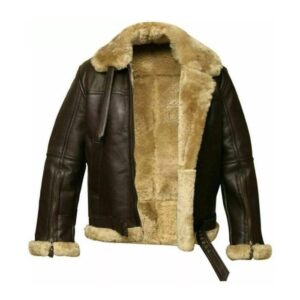 Women’s Genuine Shearling Leather Jacket Classic RAF Aviator Pilot Style Warm Winter Bomber Coat with Fur Collar & Cuffs Premium Real Leather Outerwear 3