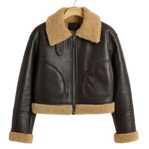Women’s Faux Shearling Leather Jacket – Vintage Biker Aviator Winter Coat – Warm Lined Moto Outerwear – Stylish PU Leather Flight Jacket 1