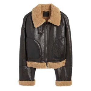 Women’s Faux Shearling Leather Jacket – Vintage Biker Aviator Winter Coat – Warm Lined Moto Outerwear – Stylish PU Leather Flight Jacket 2