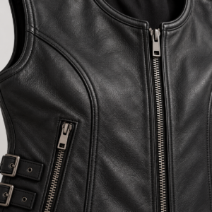 Women’s Leather Motorcycle Vest Premium Cowhide, Stylish Biker Fashion, Gun Pocket, Classic Sleeveless Rider Look 5