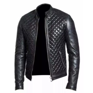 Men’s Black Quilted Leather Jacket Slim Fit Biker Style Real Lambskin, Stylish & Durable Moto Outerwear 3