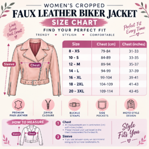 Women’s Cropped Faux Leather Biker Jacket Moto Style Short Coat with Zipper Closure, Buckle Straps & Side Pockets Trendy Casual, Party & Streetwear Outerwear 3
