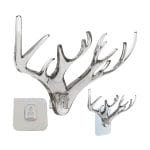 2 pcs Wall Hooks Key Holder - Decorative Deer Head Hanger Organizer Rack with Adhesive for Home, Office, Kitchen, Bathroom, and Closet - Transparent