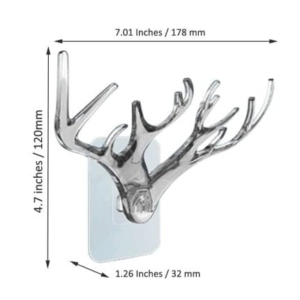 2 pcs Wall Hooks Key Holder - Decorative Deer Head Hanger Organizer Rack with Adhesive for Home, Office, Kitchen, Bathroom, and Closet - Transparent - Image 4