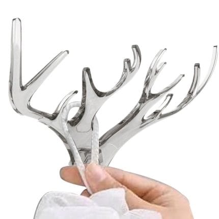 2 pcs Wall Hooks Key Holder - Decorative Deer Head Hanger Organizer Rack with Adhesive for Home, Office, Kitchen, Bathroom, and Closet - Transparent - Image 3