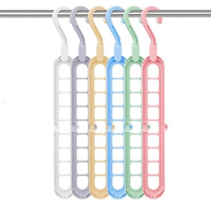 2 Pcs Multifunctional 9-Hole Clothes Hanger – 360° Rotating, Non-Slip Folding Closet Organizer for Home & Dorm Storage - Image 2