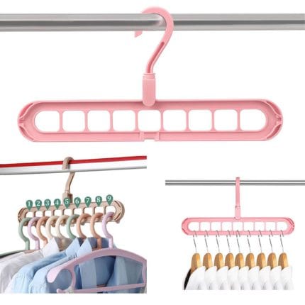 2 Pcs Multifunctional 9-Hole Clothes Hanger – 360° Rotating, Non-Slip Folding Closet Organizer for Home & Dorm Storage - Image 3