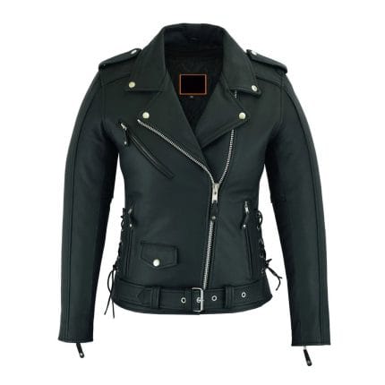 Women’s Premium Cowhide Leather Motorcycle Jacket Heavy-Duty Biker Style, Asymmetrical Zip, Adjustable Waist & Side Laces, Zip-Out Liner Classic Black Moto Riding Jacket - Image 4
