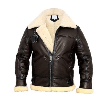 Men’s Winter Leather Jacket Shearling Aviator Coat Warm Pilot Biker Jacket Casual Outdoor Jacket - Image 2