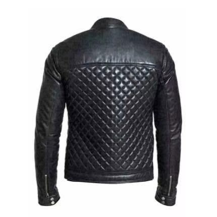 Men's Black Quilted Leather Jacket Slim Fit Biker Style Real Lambskin, Stylish & Durable Moto Outerwear - Image 3