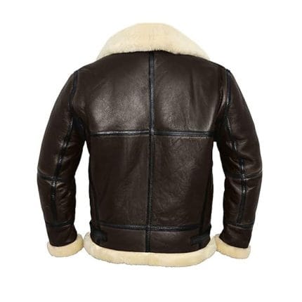 Men’s Winter Leather Jacket Shearling Aviator Coat Warm Pilot Biker Jacket Casual Outdoor Jacket - Image 3