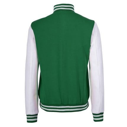 Women’s Green and White Varsity Jacket Letterman Baseball Bomber Jacket for Women | High School College Style Lightweight Outerwear - Image 5