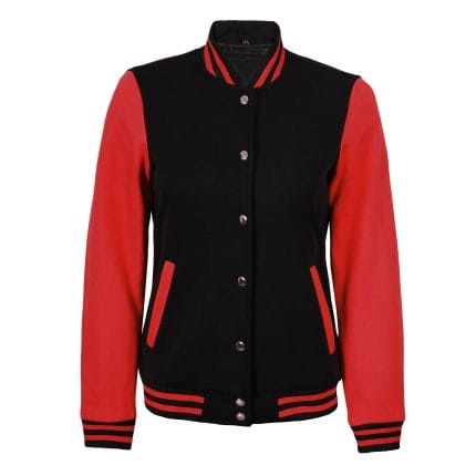 Women’s Black and Red Varsity Jacket Stylish Letterman Baseball Bomber | Lightweight College & Streetwear Outerwear - Image 2