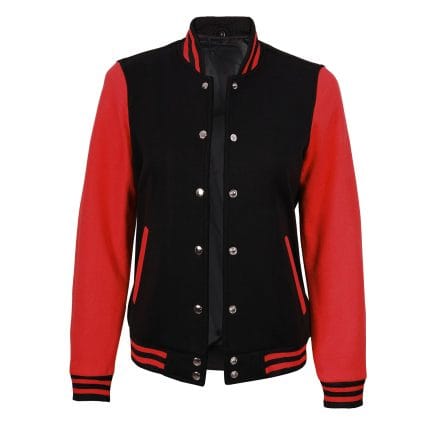Women’s Black and Red Varsity Jacket Stylish Letterman Baseball Bomber | Lightweight College & Streetwear Outerwear - Image 3