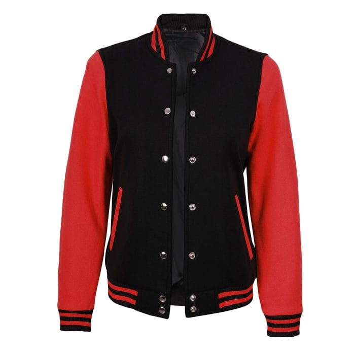 Women’s Black and Red Varsity Jacket Stylish Letterman Baseball Bomber | Lightweight College & Streetwear Outerwear - Image 3