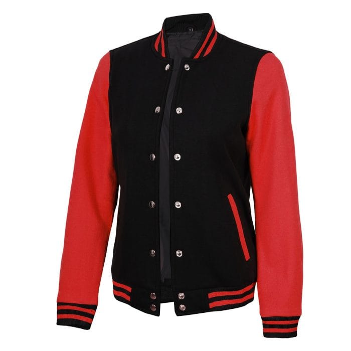 Women’s Black and Red Varsity Jacket Stylish Letterman Baseball Bomber | Lightweight College & Streetwear Outerwear - Image 4
