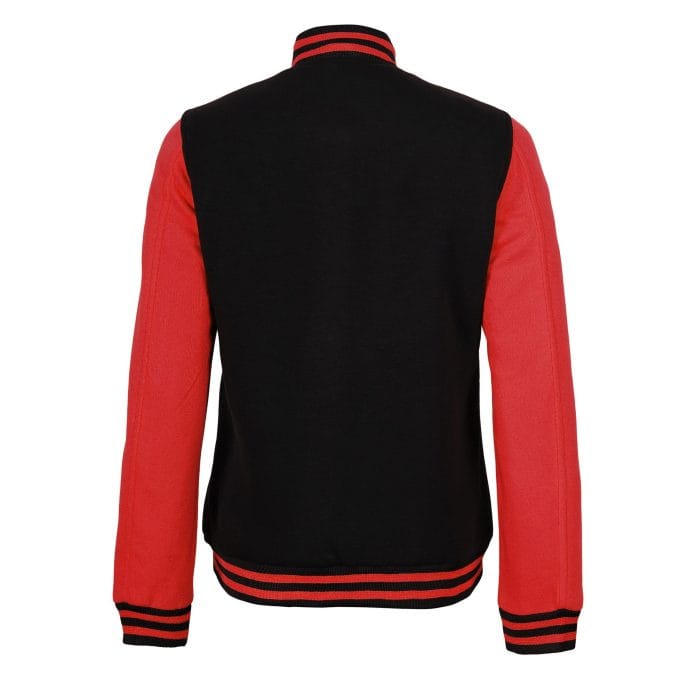 Women’s Black and Red Varsity Jacket Stylish Letterman Baseball Bomber | Lightweight College & Streetwear Outerwear - Image 5