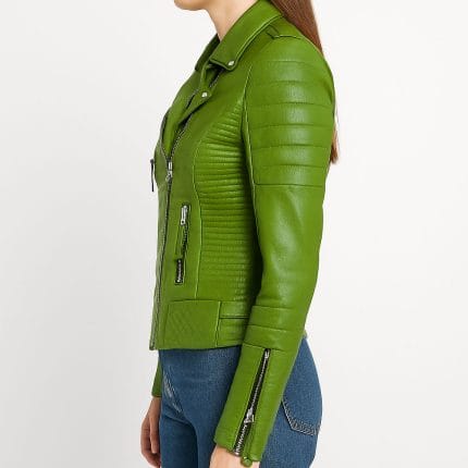 Women's Genuine Leather Jacket Classic Biker Style Zip-Up Coat Slim Fit Real Leather Outerwear Stylish Winter Moto Fashion Jacket - Image 4