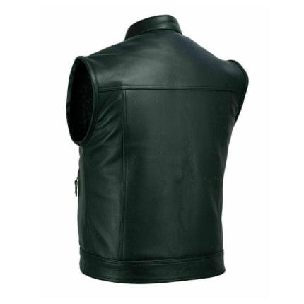 LuxHide Men’s Black Leather Motorcycle Biker Vest Club Style Riding Vest with Concealed Carry Pockets & Premium Cowhide Leather - Image 4