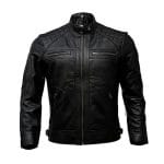 Men’s Genuine Lambskin Leather Biker Jacket Black Vintage Motorcycle Coat Diamond Quilted Cafe Racer Style Classic Slim Fit Riding Jacket