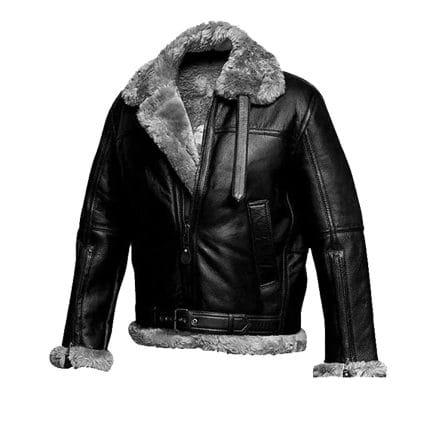 Men’s RAF Aviator Pilot Shearling Leather Jacket Real Sheepskin Flying Coat with Fur Collar Classic WWII Bomber Style Winter Outerwear - Image 4