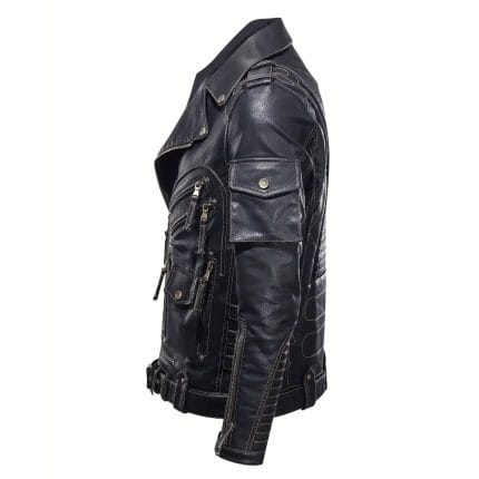 Men's Black Shearling Aviator Jacket Real Sheepskin RAF Flight Bomber Coat Winter Warm Biker Outerwear - Image 4
