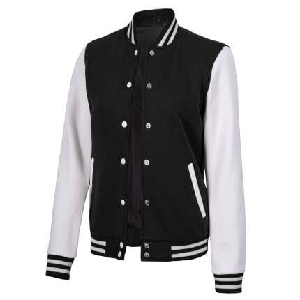 Women’s Black and White Varsity Jacket High School Letterman Bomber Style Baseball Jacket for Women | Lightweight Outerwear - Image 3