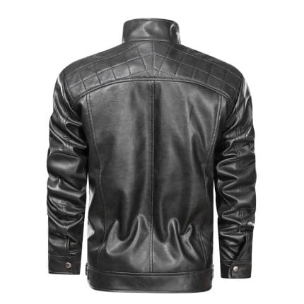 Men's Black Leather Jacket Stylish Slim Fit Biker Moto Coat, Casual & Winter Fashion Outerwear - Image 5